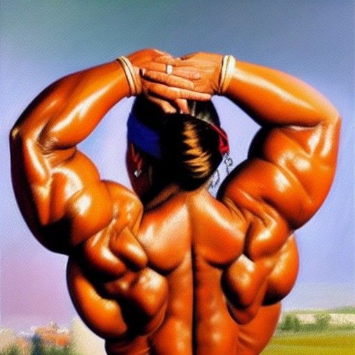 Female Bodybuilder Showing Massive Back Muscles