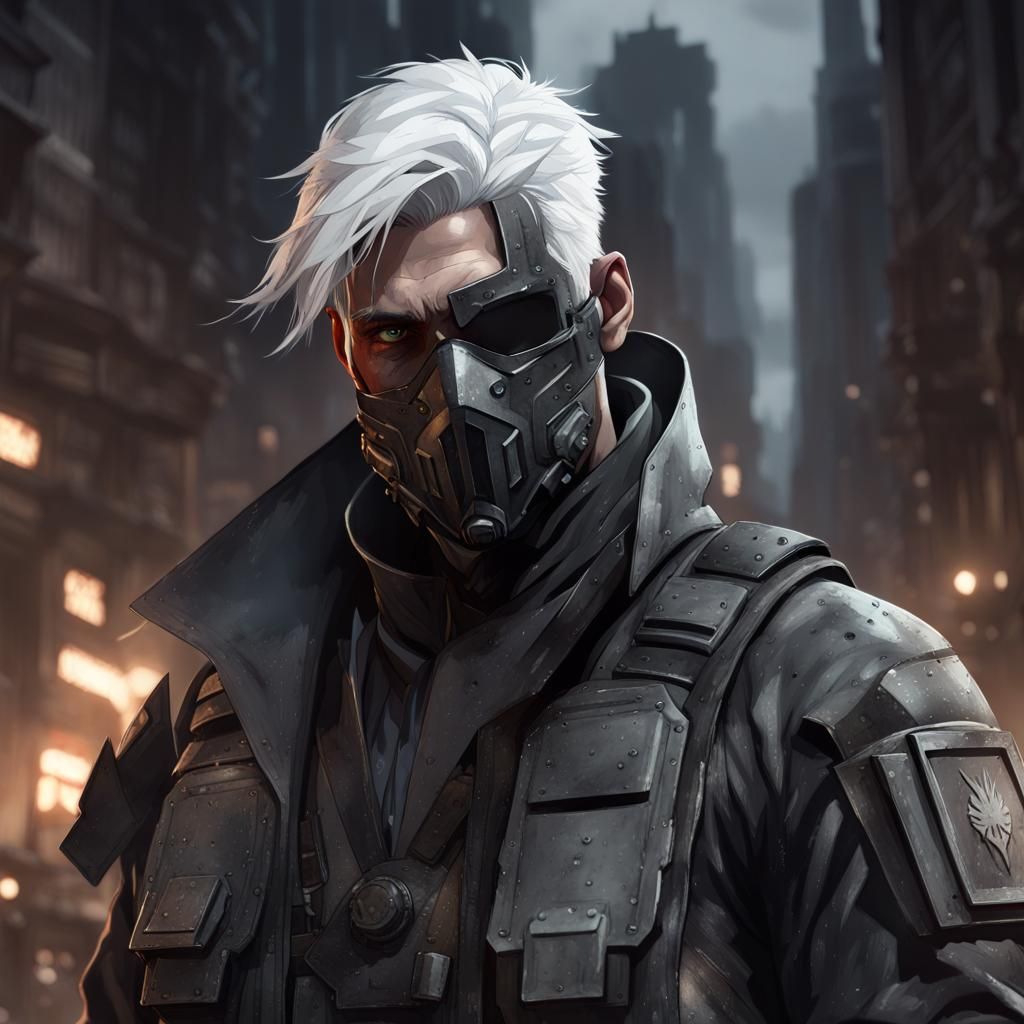 Futuristic Soldier in Ruined City, Detailed Digital Art