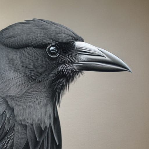 Detailed Charcoal Raven in a Barn