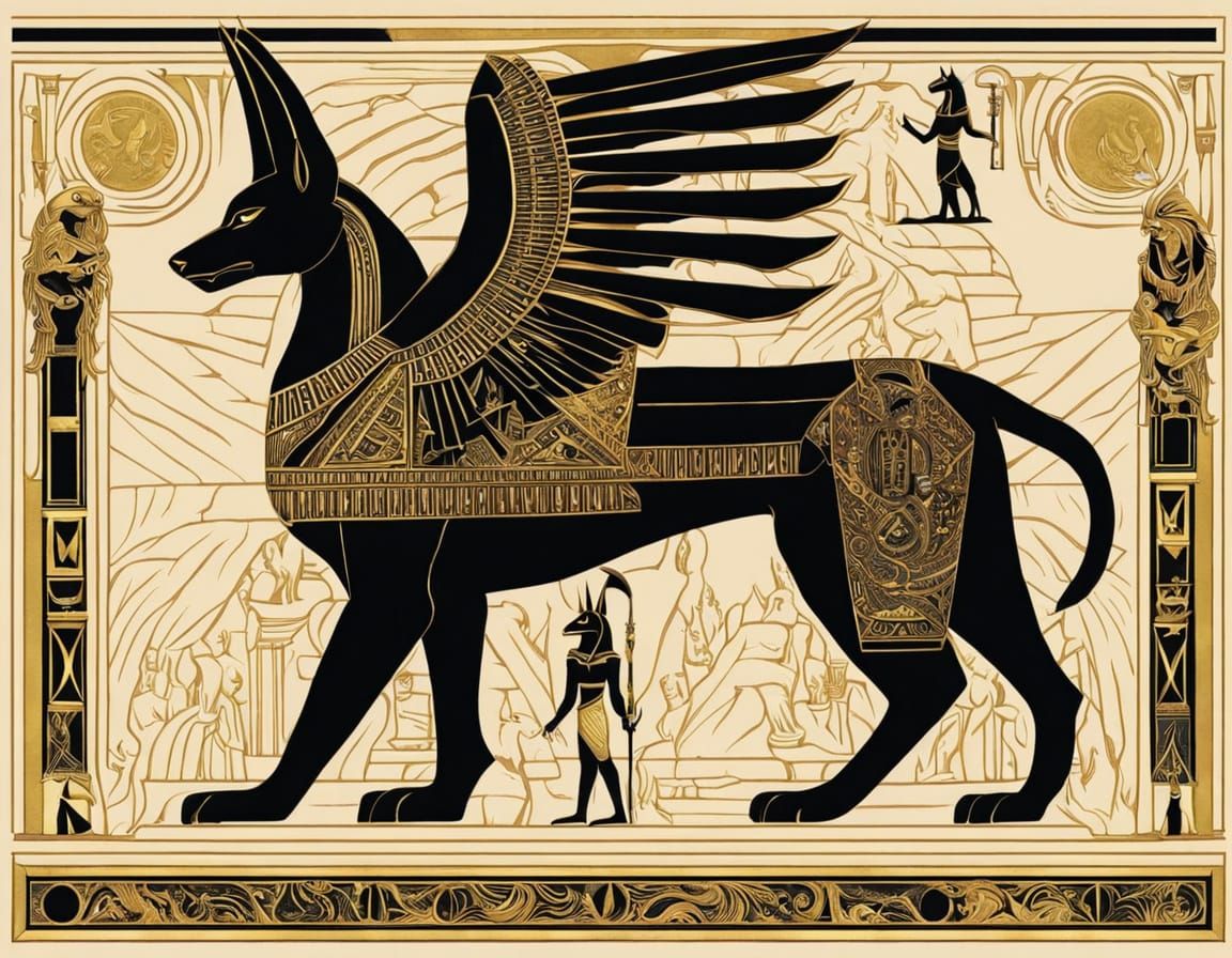Egyptian God of the Celestial Realm in Gothic Occult Style
