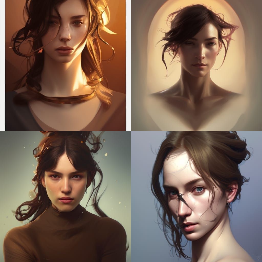 Detailed Portrait in Art Nouveau Style