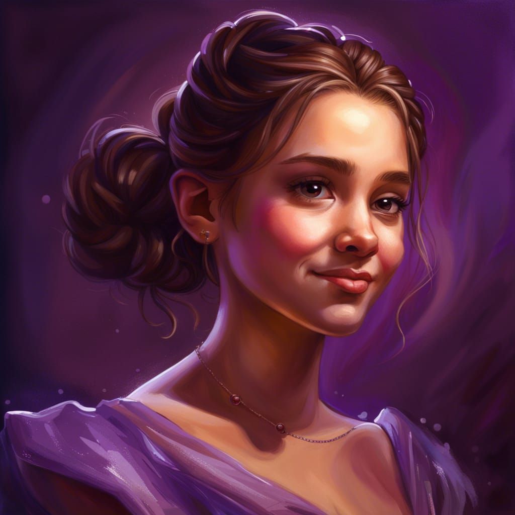 Girl in Purple Dress: Hyperrealistic Portrait