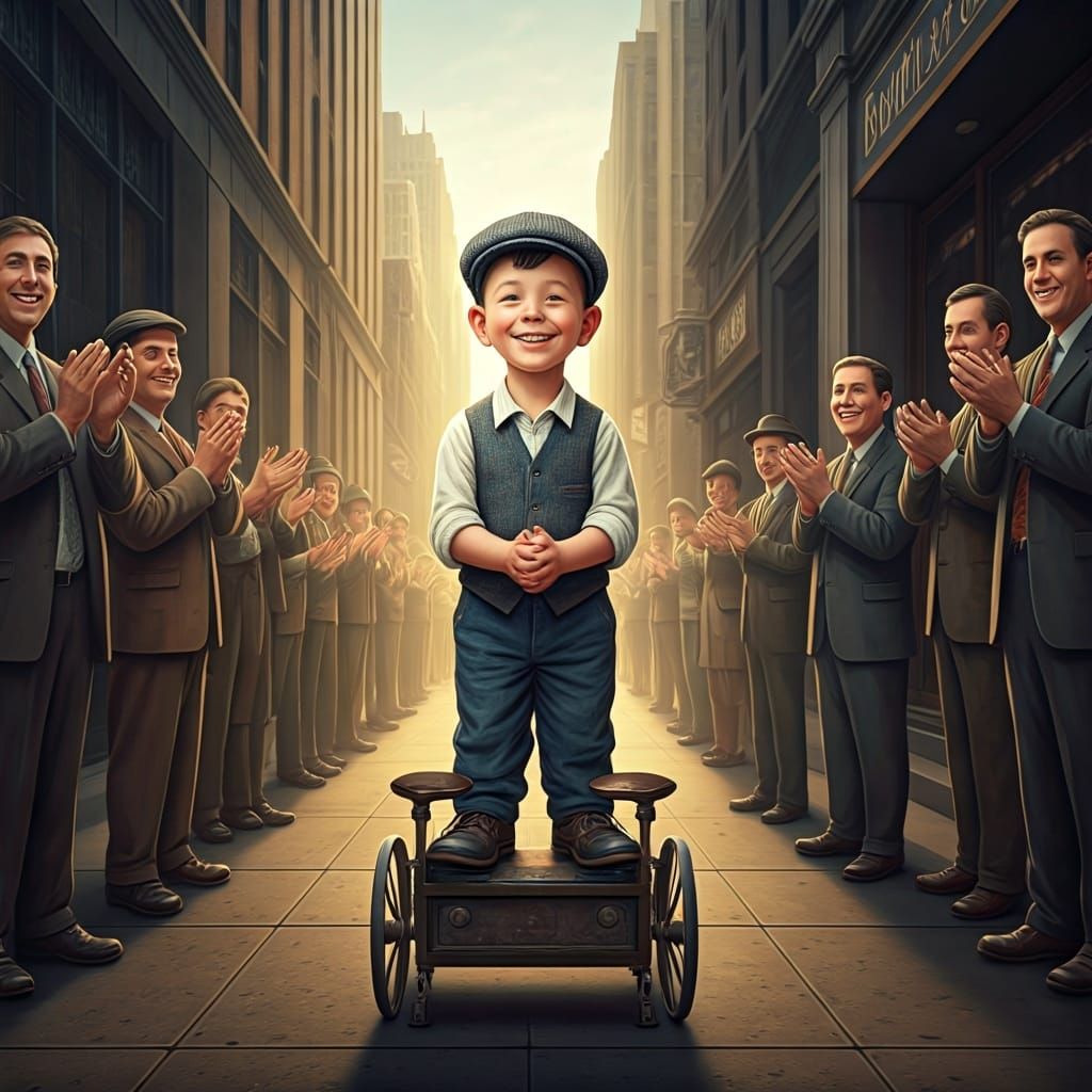Energetic Shoe-Shine Boy in Matte Painting Style