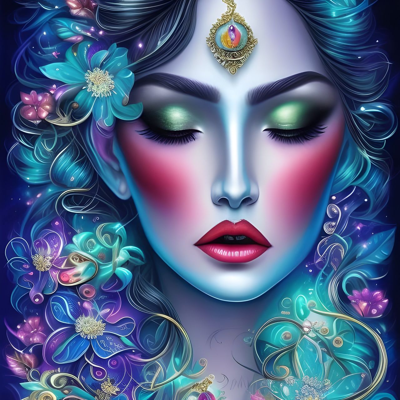 Glowing Woman Portrait in Fantasy Art Style