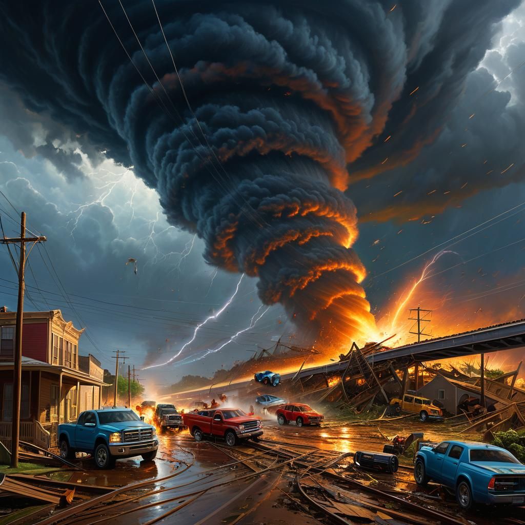 The destructive force of a monstrous tornado in Austin, Texa...