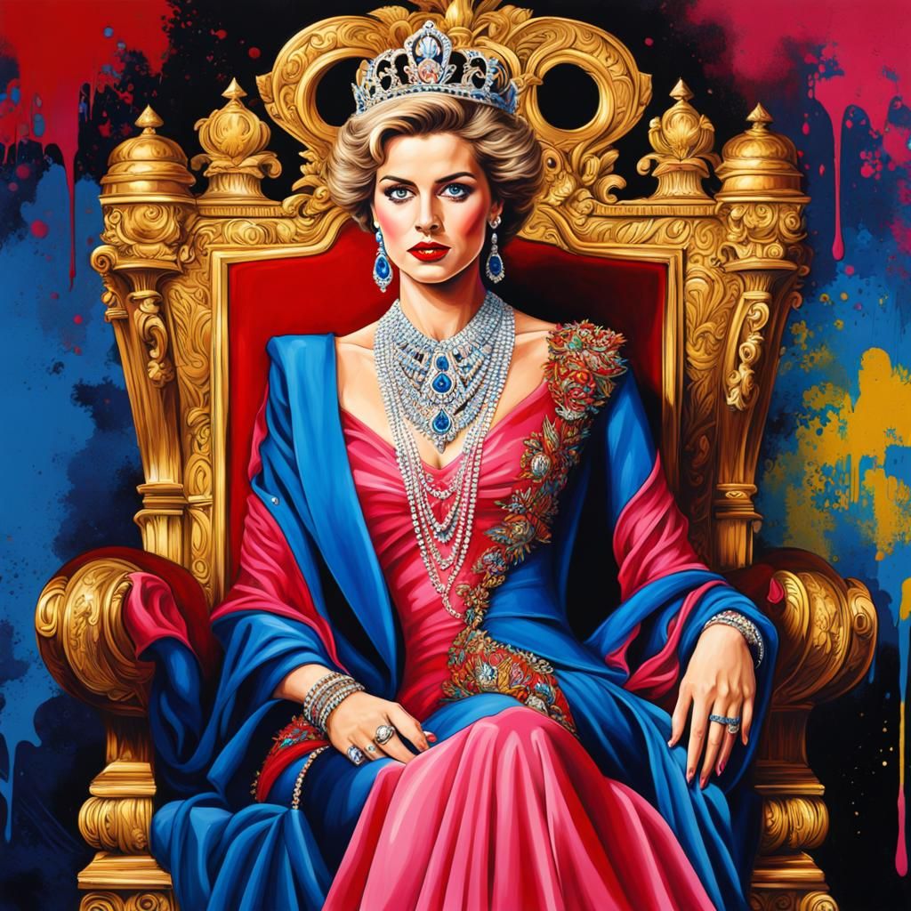 Beautiful Lady Di is sitting on the Throne, Crown, beautiful...