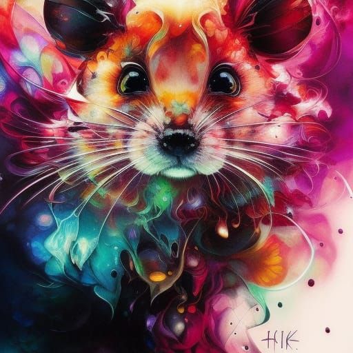 Adorable Mouse Portrait in Detailed Gouache Painting