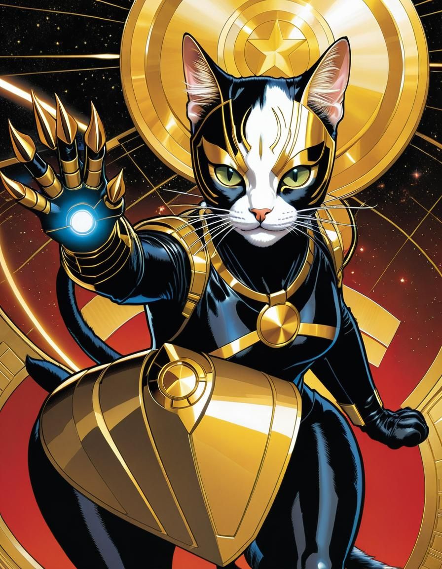 Cat-Shuri: Superhero Animal in Comic Book Style