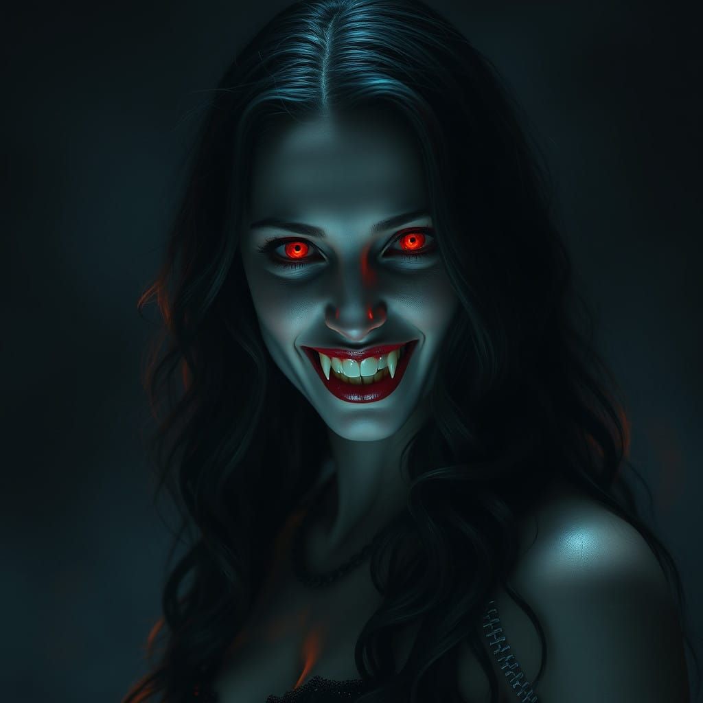 Ethereal Vampire Goddess Emerges from Dark Gothic Mystery