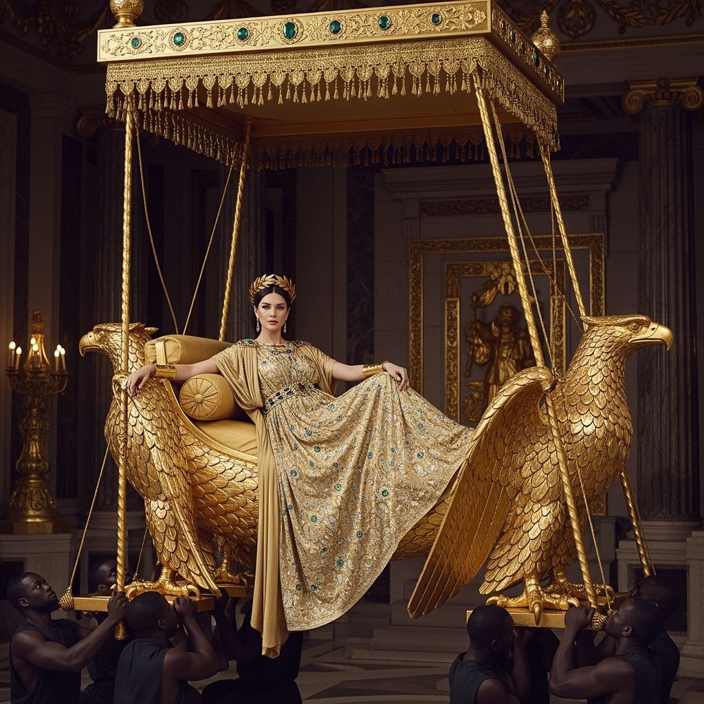 Opulent Roman Empress on Golden Litter