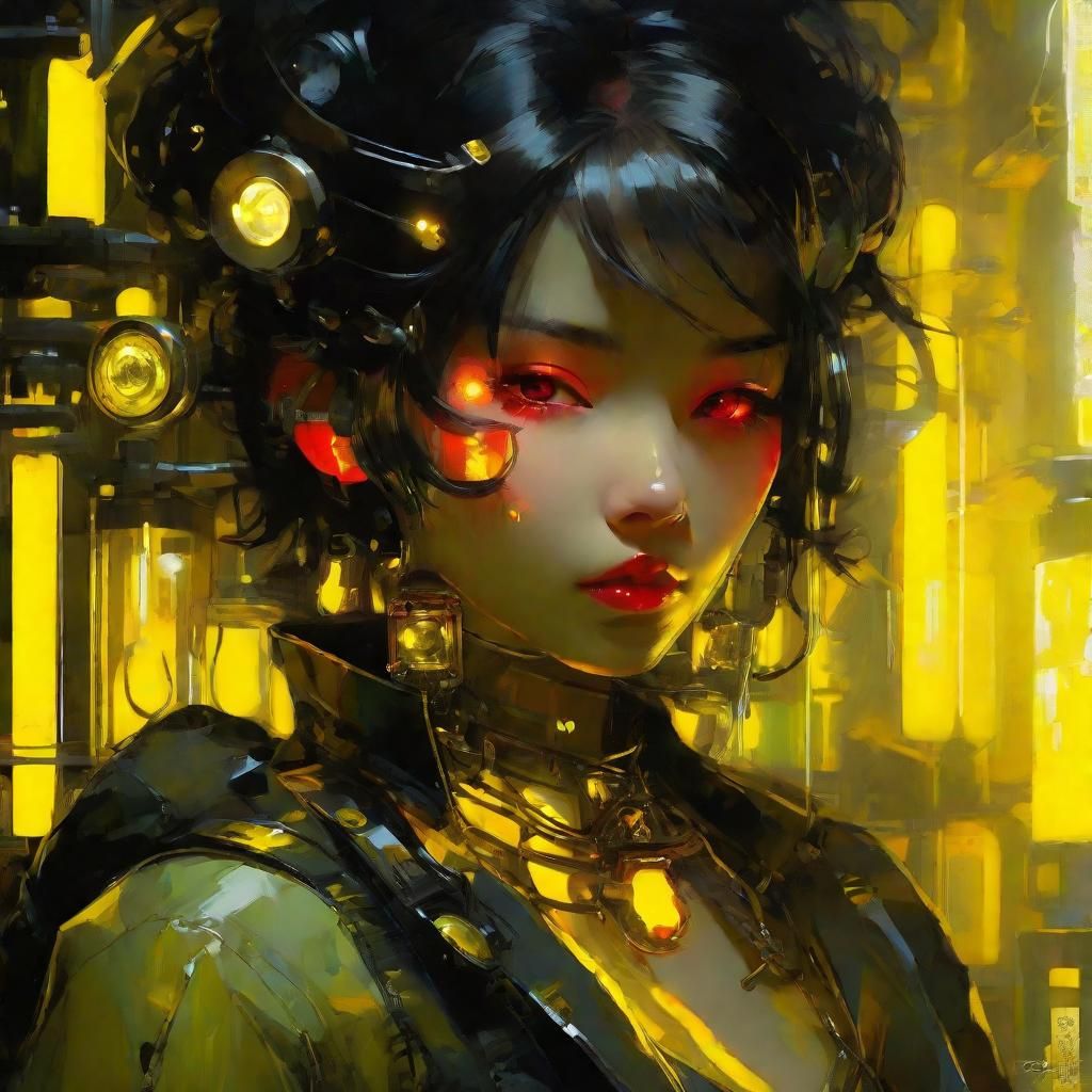 Bioluminescent Pin-Up in a Cyberpunk Laboratory