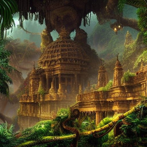Epic Jungle Temple Digital Matte Painting