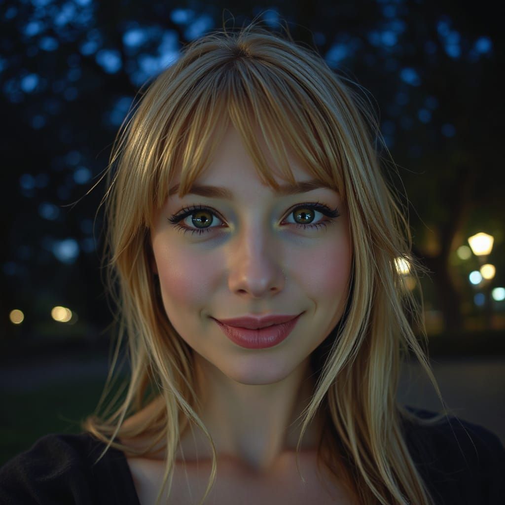 Blonde Woman with Brown Eyes in Dreamy Art Nouveau Style