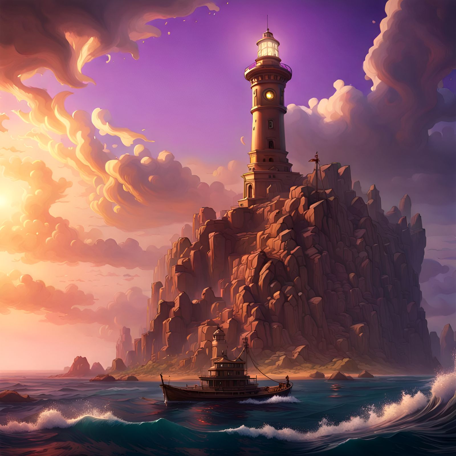 Hyperdetailed Lighthouse in Dark Fantasy Style