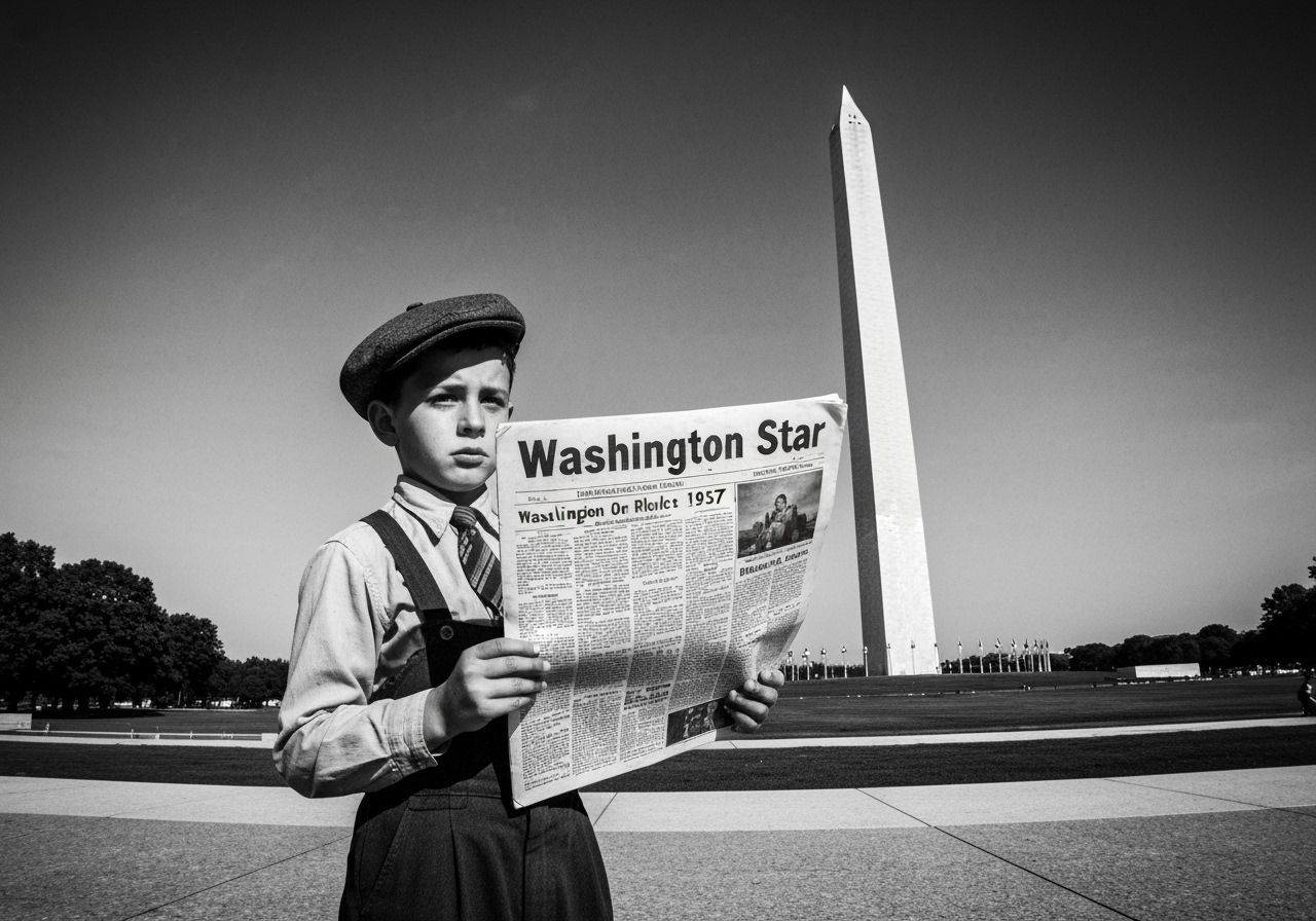 1950s Newsboy with Washington Star, Vintage Photo Style
