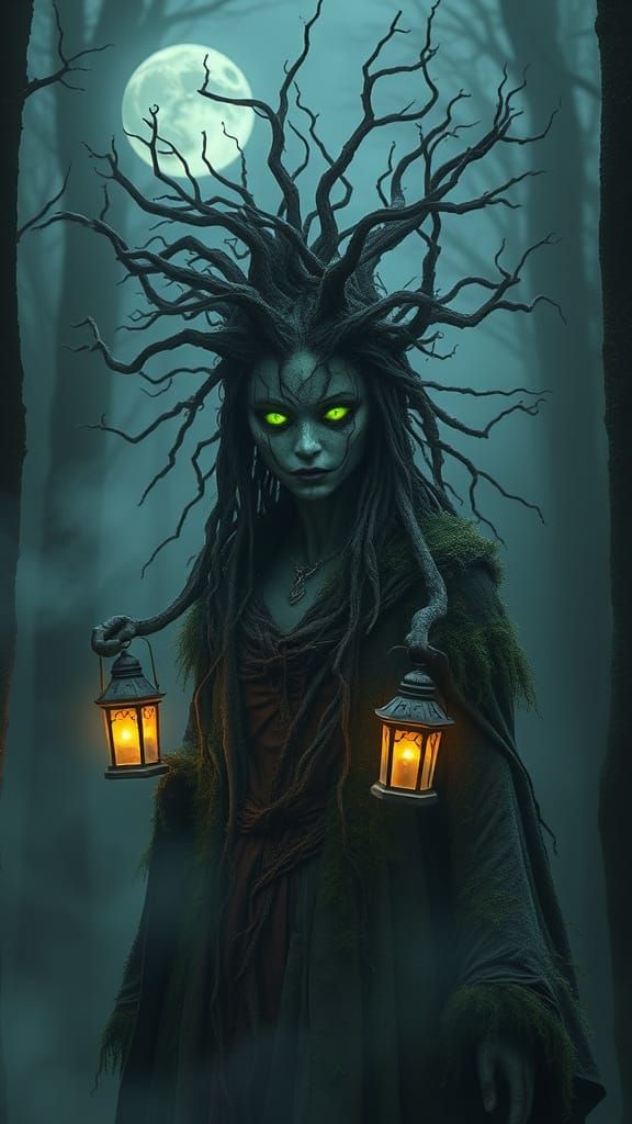 Ethereal Forest Spirit in Gothic Style