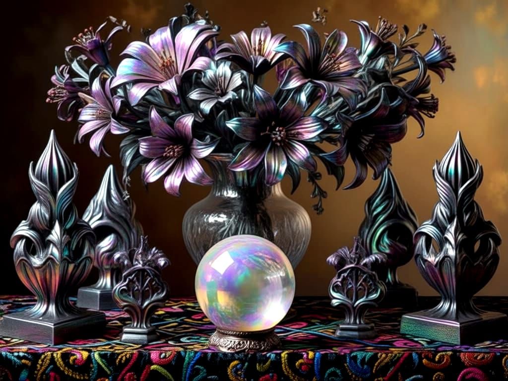 Vibrant Still Life: Sunflowers, Lilies, and Pumpkins in Sunl...