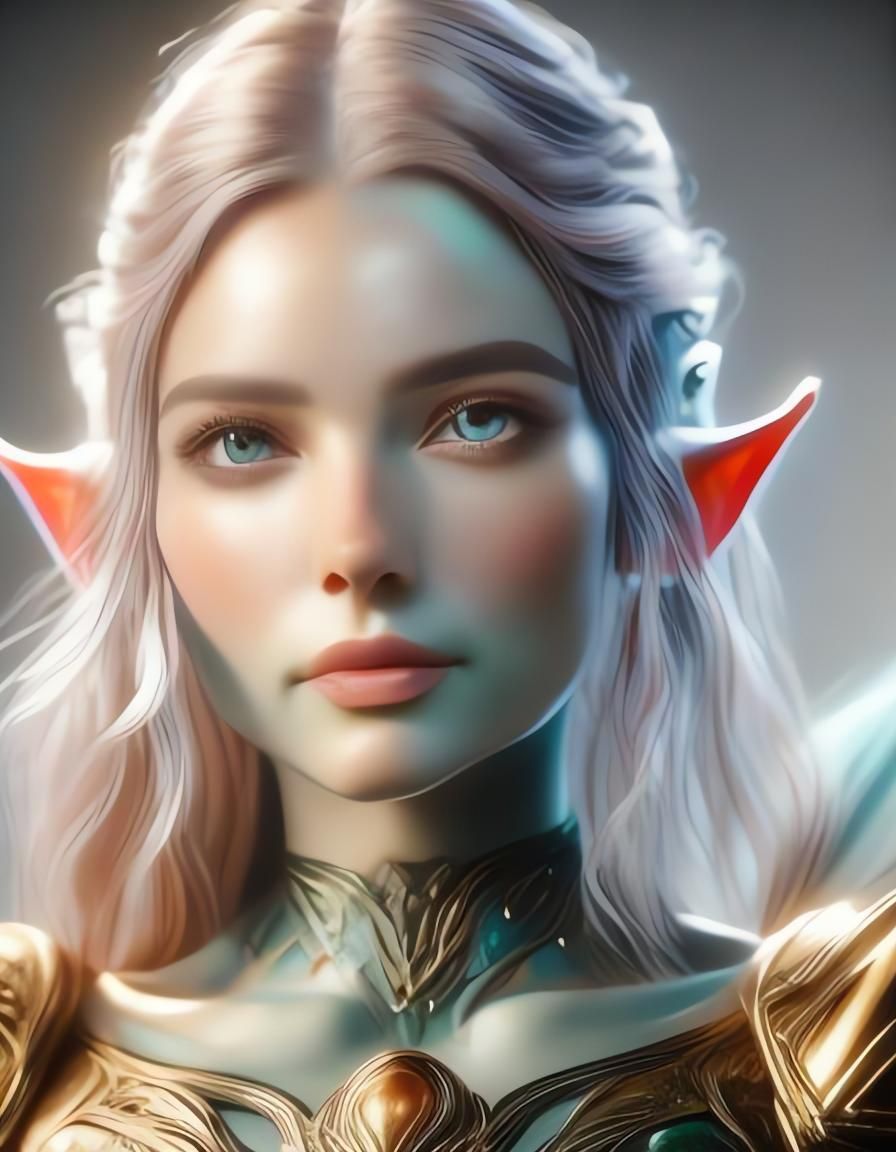 Sci-Fi Elf Portrait in Pastel Colors