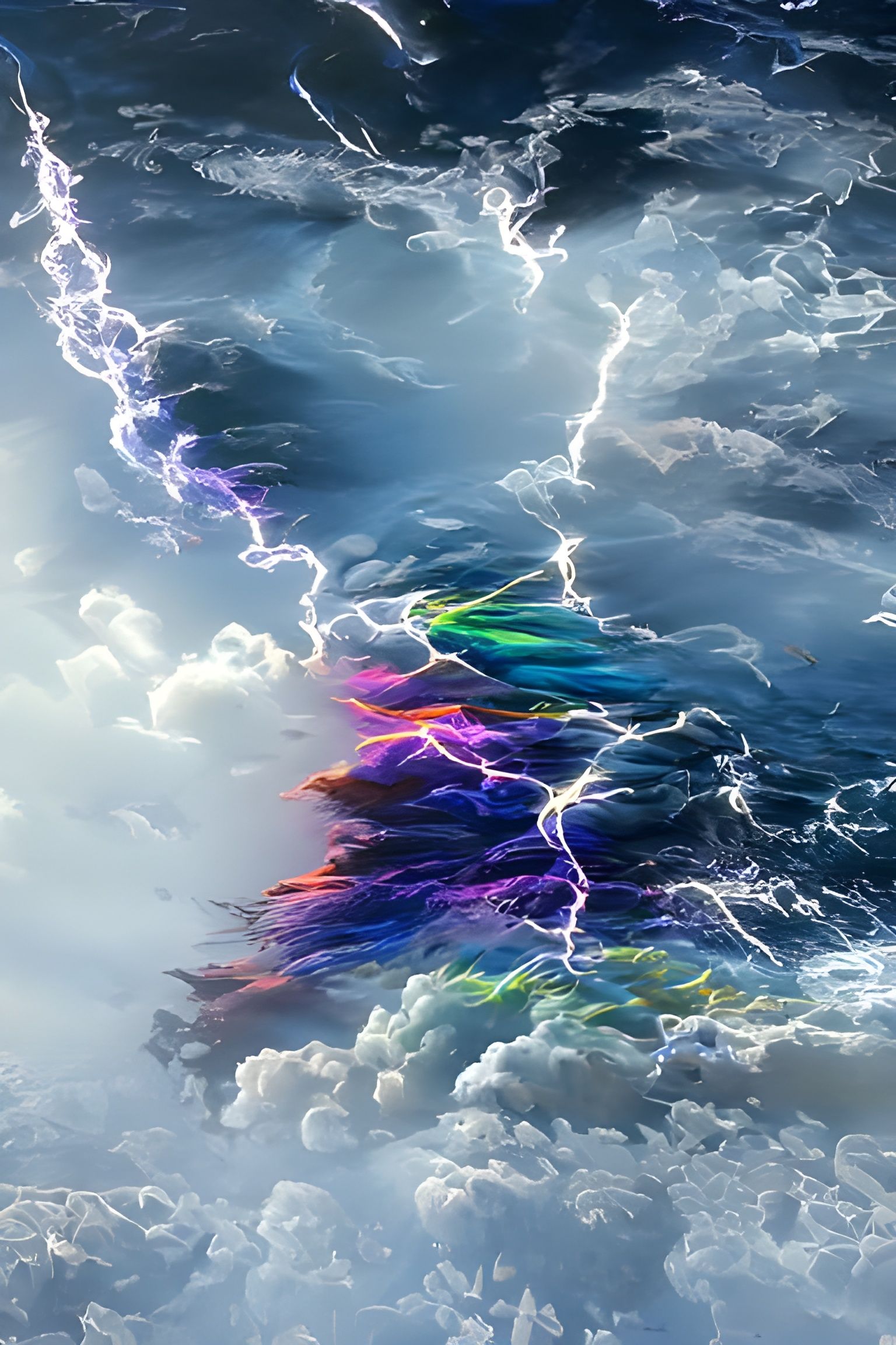 Rainbow Lightning Hybrid in Hyperrealistic Digital Art