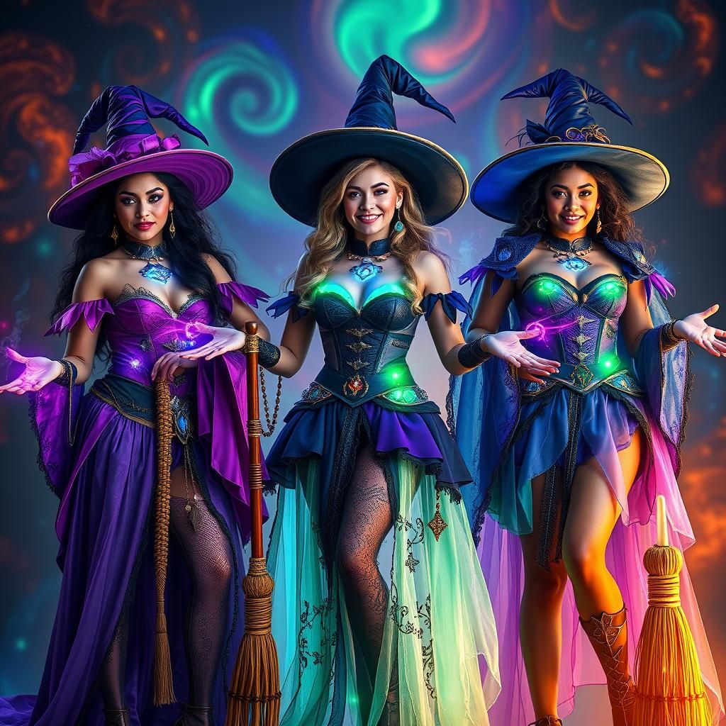 Empowered Witches in Intricate Halloween Costumes