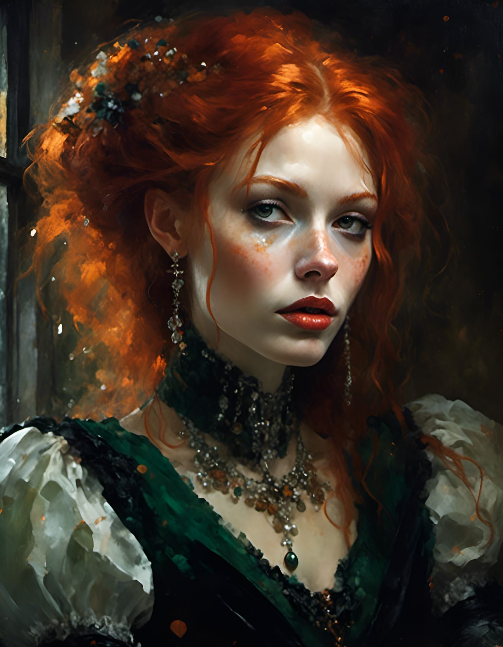 Red-Haired Vampire Woman in Enchanting Realms Style
