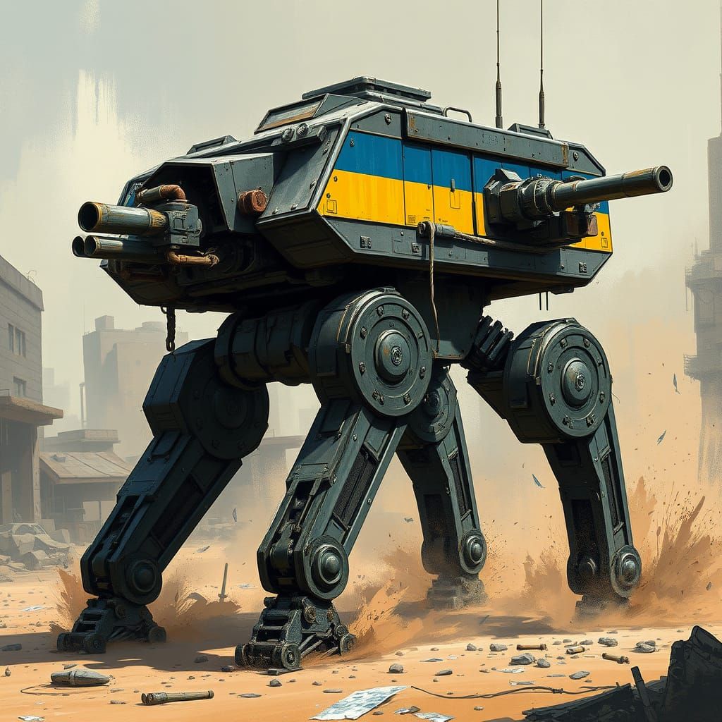 Cyberpunk War Machine Unleashes Fury on the Battlefield