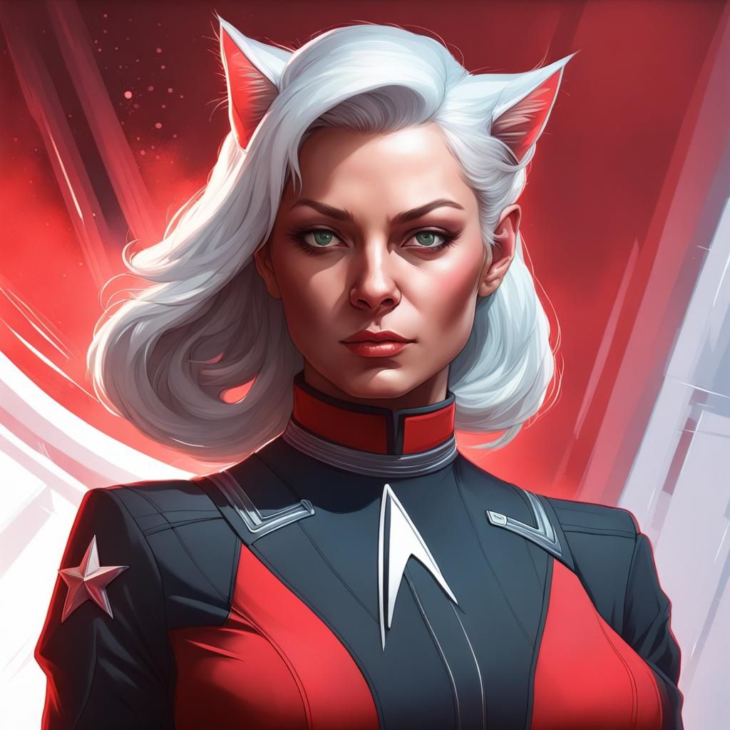 Black Cat in Star Trek Uniform Portrait