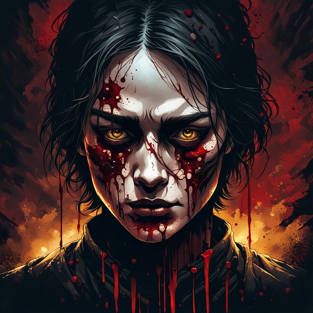 Grisly Dark Fantasy Face in Baroque Horror Style