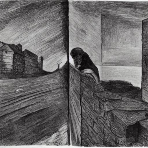 Cursed Bridge Traveler: Surreal Expressionist Art