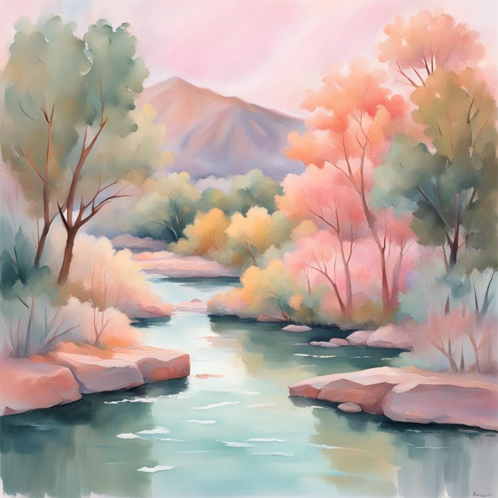 Dreamy Pastel Landscapes in Gouache Impressionism