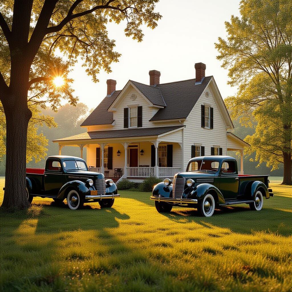 Walton House Yard in 1930s Eastman Color Film Style