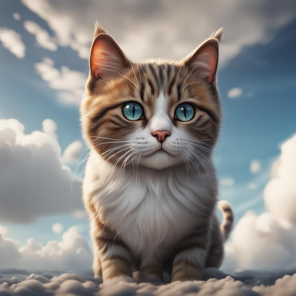 Cloud Cat Portrait in Hyperrealistic Style