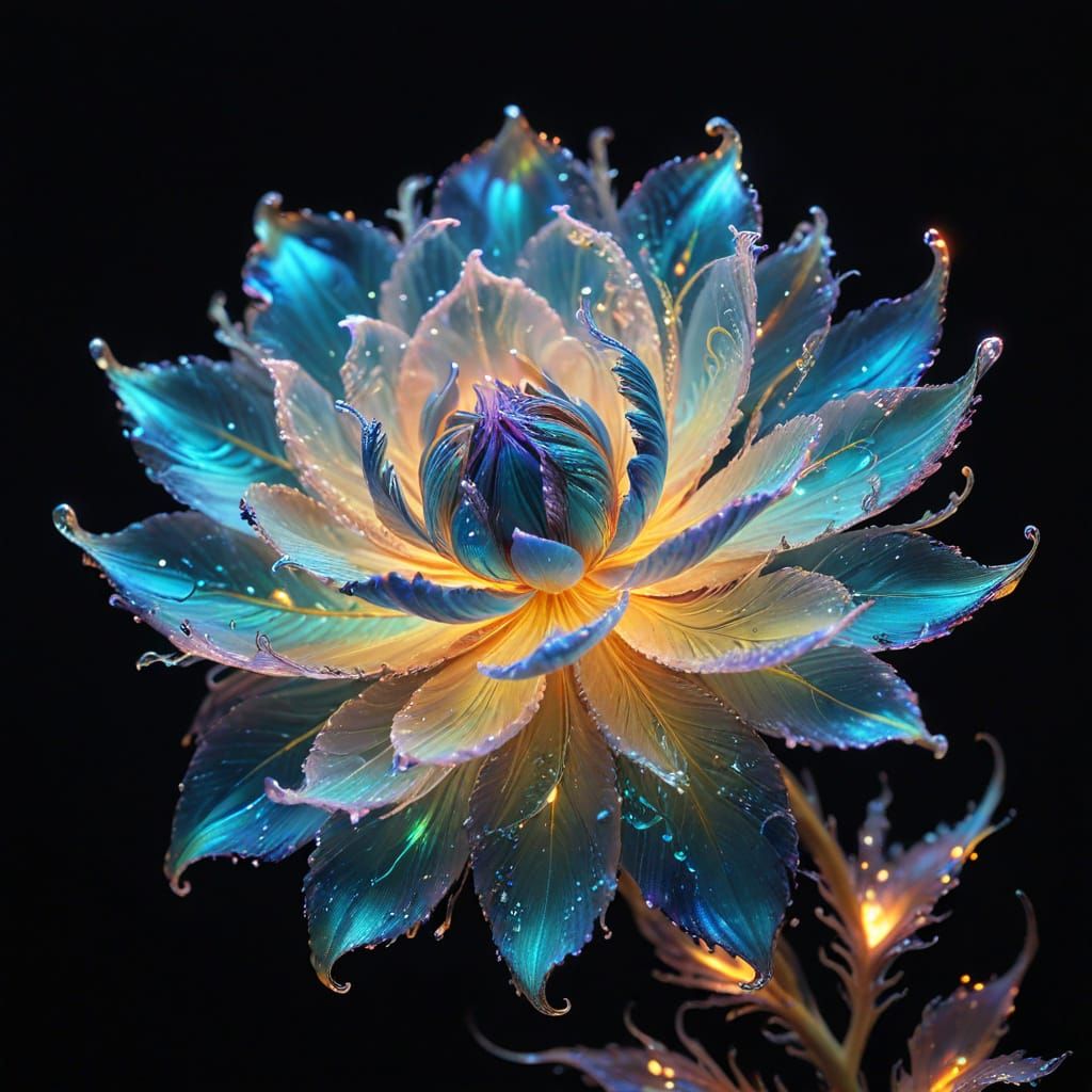 Glowing, Iridescent Entity Unfolds with Vibrant, Shimmering ...