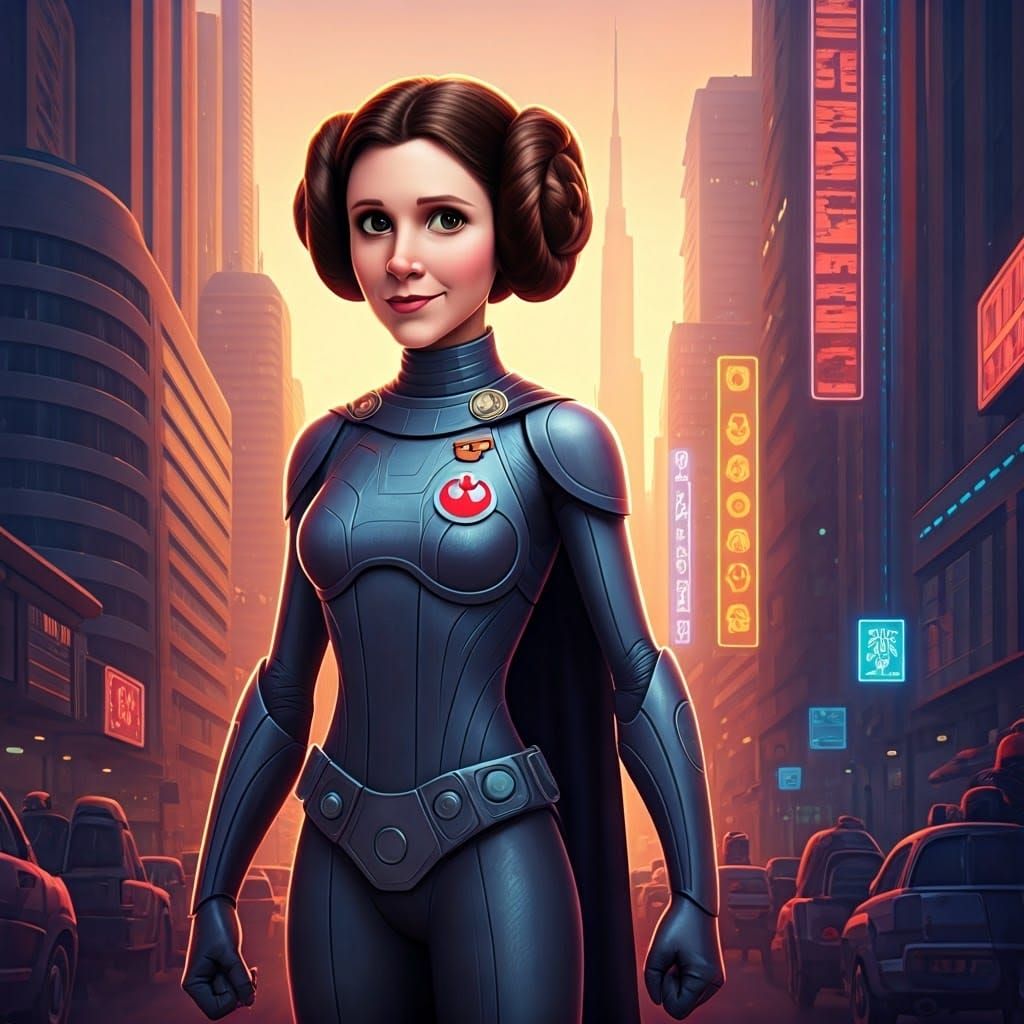 Leia Organa as Futuristic Superhero in San Fransokyo