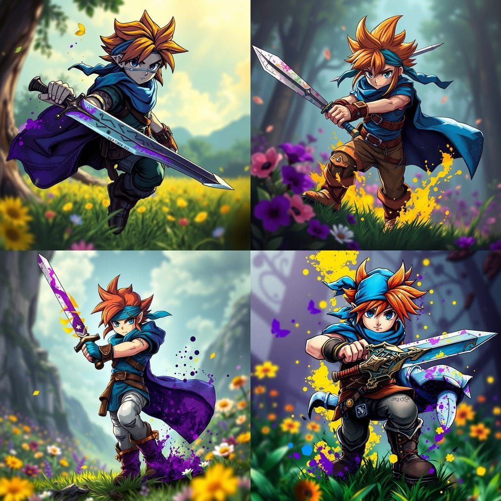 Chrono from Chrono Trigger in Dark Fantasy Style