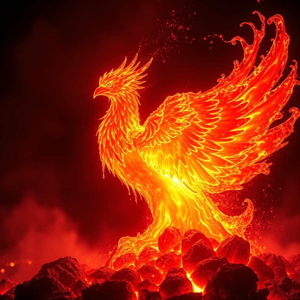 Lava Phoenix in Cyberpunk Style