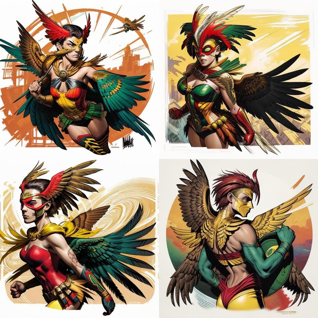 Hawk-masked Woman in Comic Book Art Style