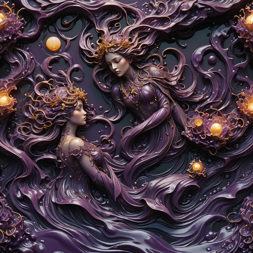 Mystical Wax Art: Dark Fantasy in Art Nouveau Style