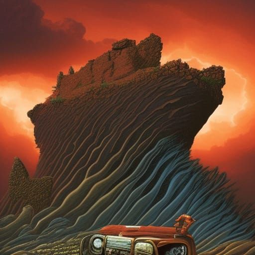 Arcane Ruins and Approaching Figures in Comic Book Art