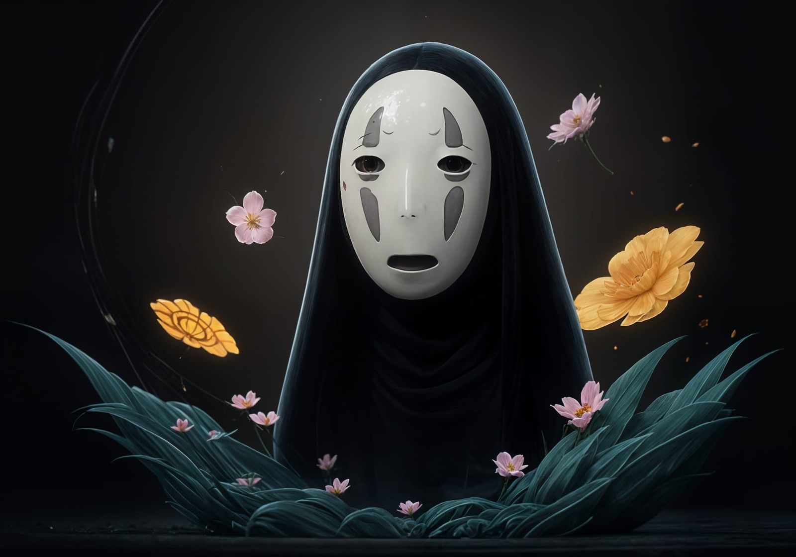 Stunning Anime Concept Art of No-Face from Spirited Away