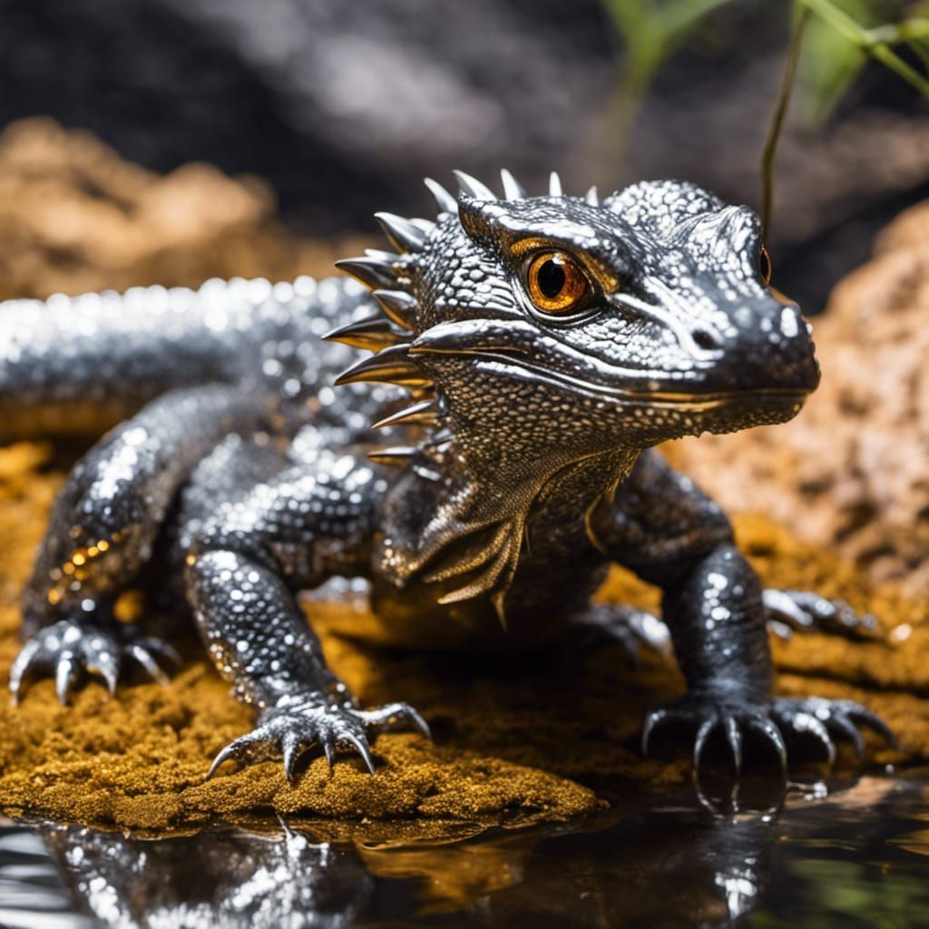 Liquid Metal Komodo Dragon in Digital Art