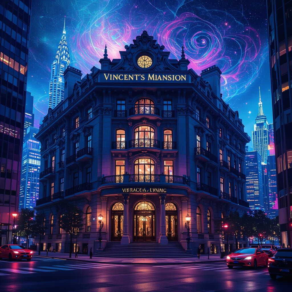 Ornate Mansion in Metropolis, Holographic Astral Style