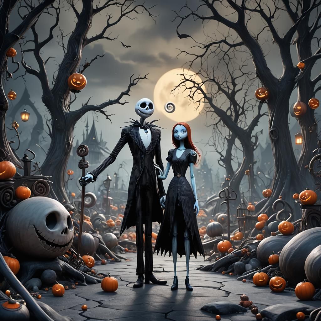 Jack and Sally: A Nightmare Before Christmas Scene