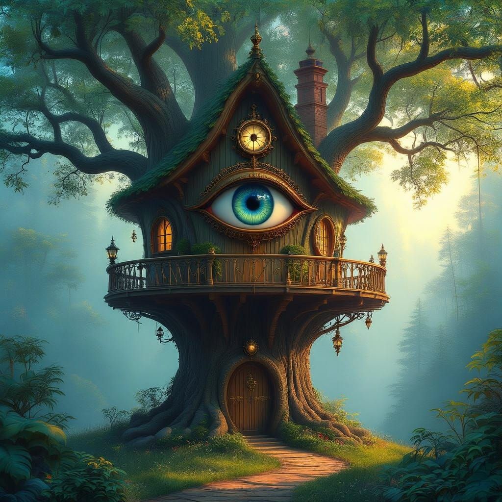 Ethereal Treehouse with All-Seeing Eye