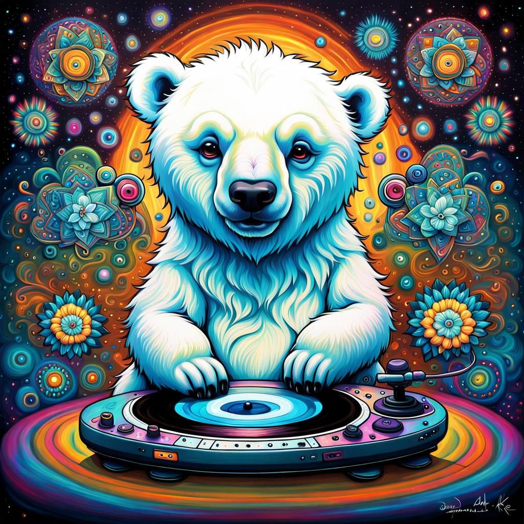 Psychedelic Rave: British DJ as Polar Bears Art