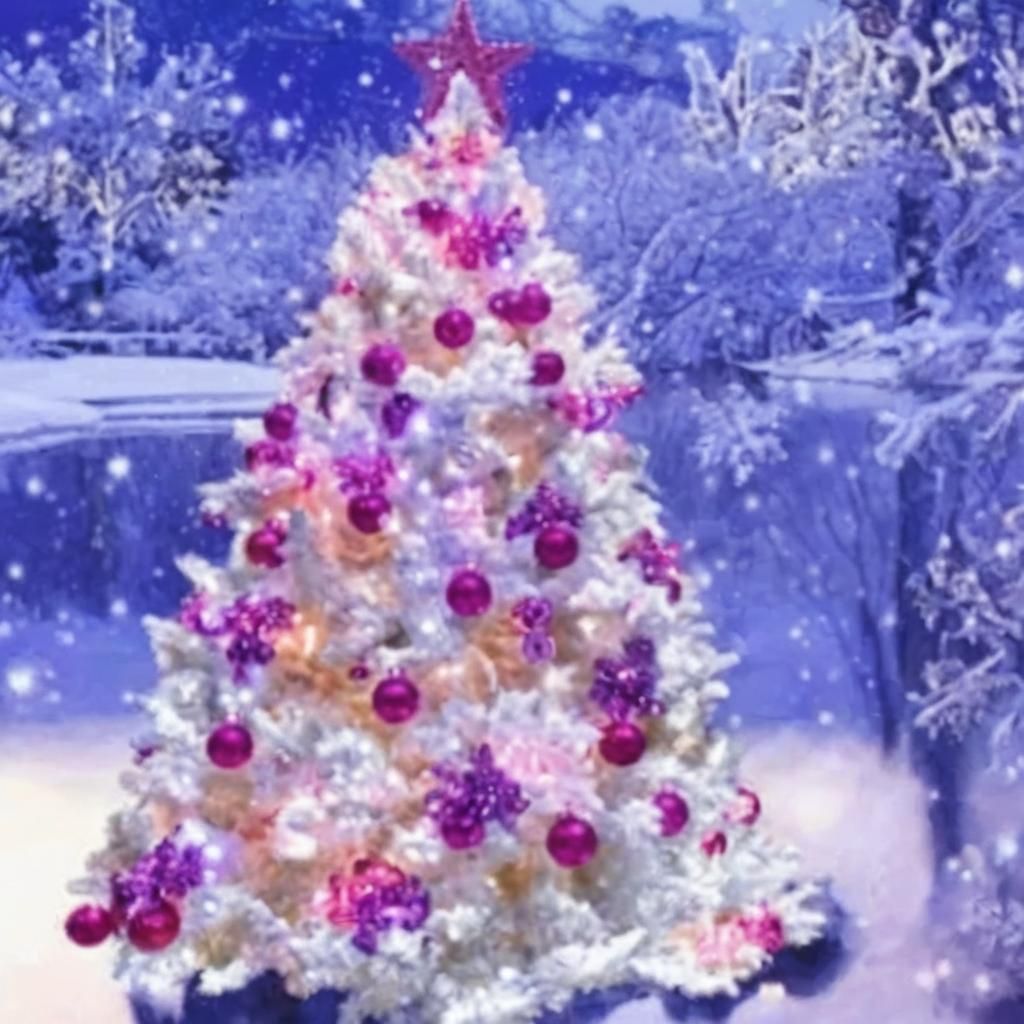 Christmas Tree with Colorful Lights Under Evening Sky