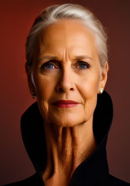 Elegant Portrait of a Mature Woman in Studio Lighting