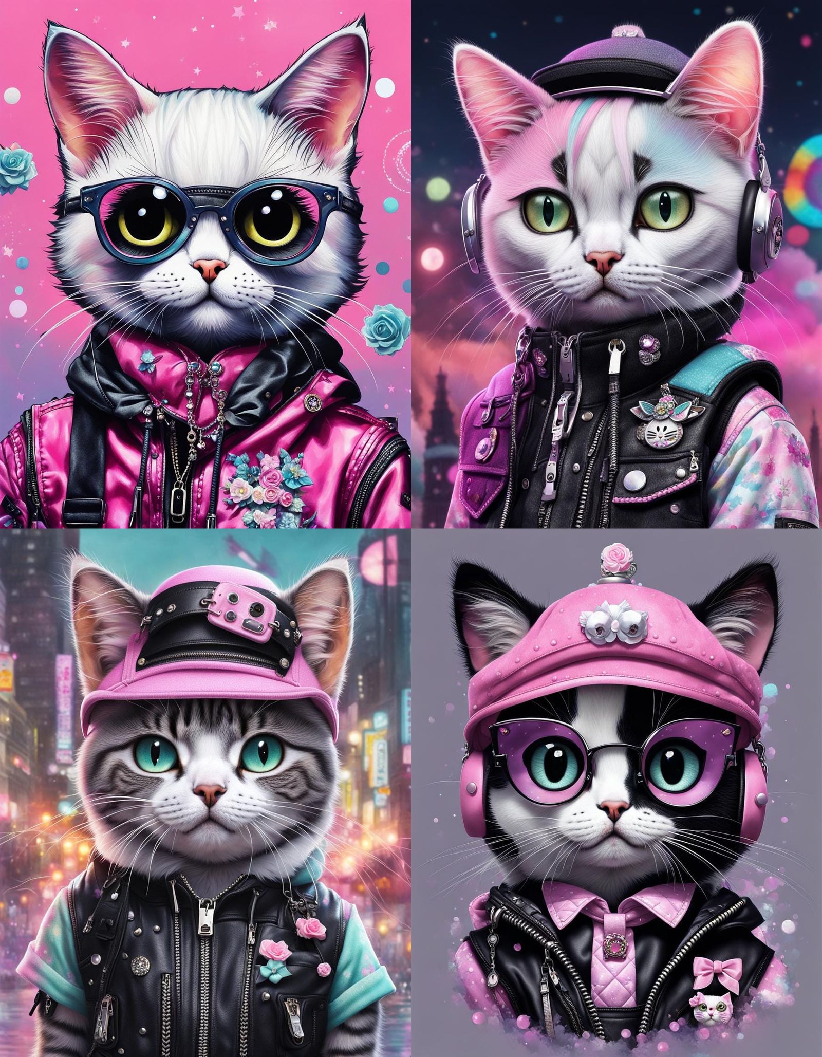 Sanrio Cat Portrait in Pastel Goth Collage