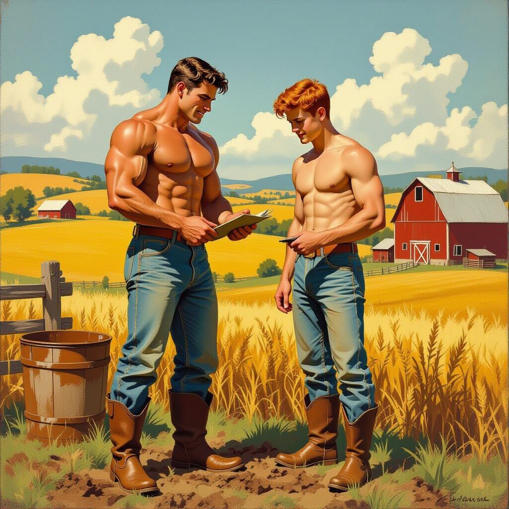 Superman and Olsen: Farm Life in Rockwell Style