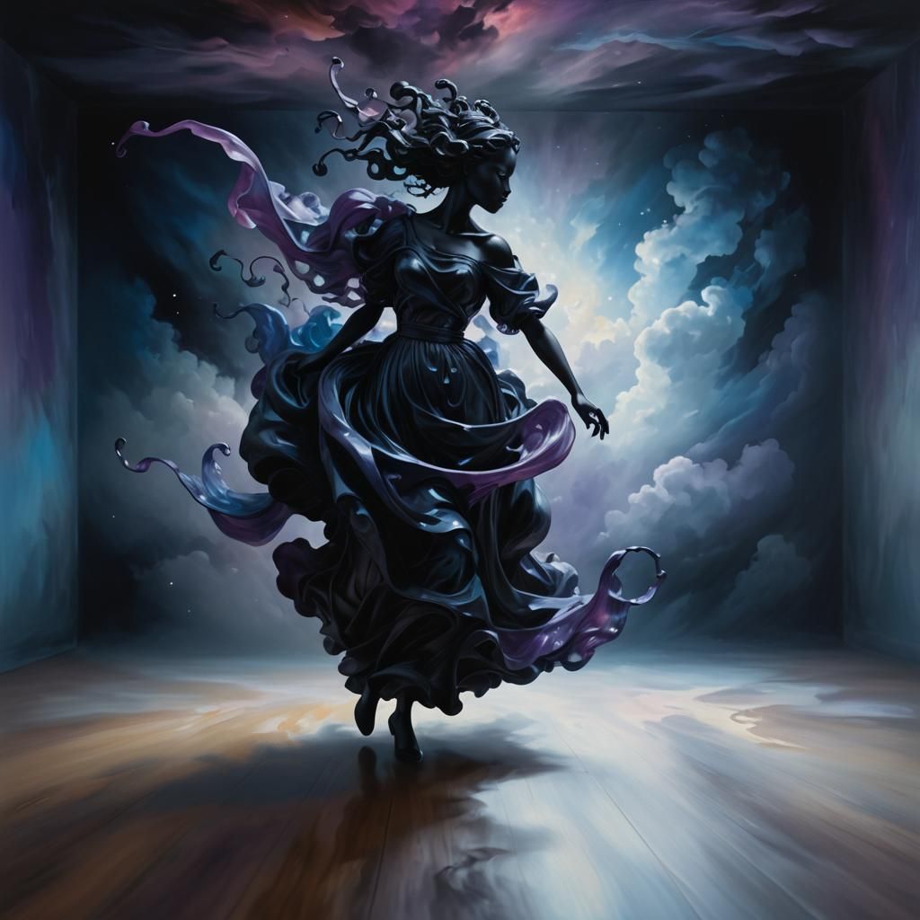 Ethereal Vanta Black Figurine in Abstract Expressionism